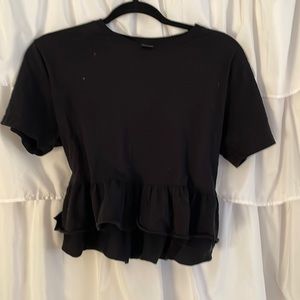 Black ruffle tee